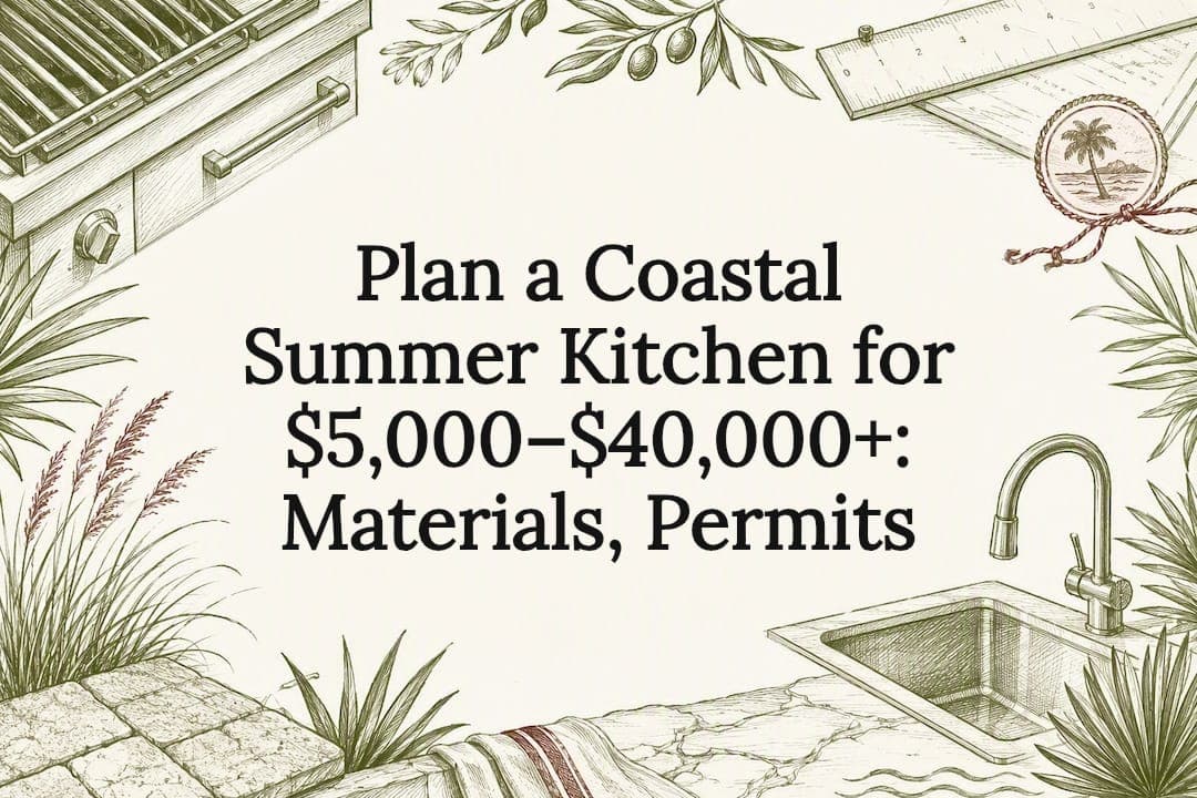 Plan a Coastal Summer Kitchen for $5,000–$40,000+: Materials, Permits